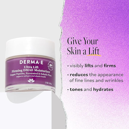 Derma E Firming DMAE Moisturizer - Copper Peptides, Resveratrol & Kakadu Plum - Supports Collagen and Elastin Health– Vegan Facial Skin Care, 2oz