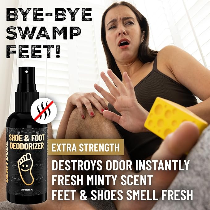 Derm Dude Foot Rescue Bundle | Coconut Rush Holy Foot Cream 4oz + Mint Scent Foot & Shoe Deodorizer Spray 2oz | Moisturizer for Dry Cracked Feet & Odor Control Spray with DeoPlex, Aloe, Tea Tree