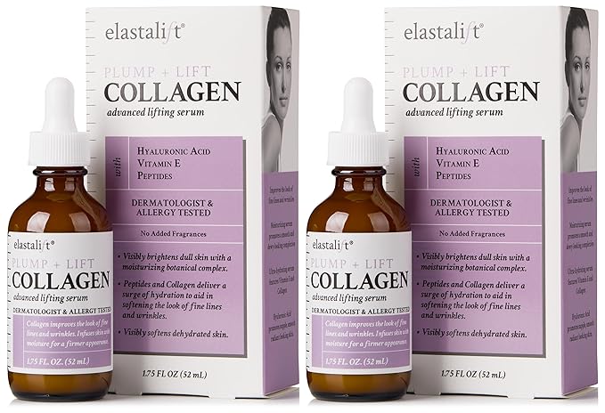 Elastalift Collagen Facial Serum Lifting, Plumping, Firming Collagen Serum For Face Improves Elasticity, Evens Skin Tone, Plumps, & Lifts Sagging Skin, Non-Greasy Wrinkle Serum, 1.75 Fl Oz, 2-Pack