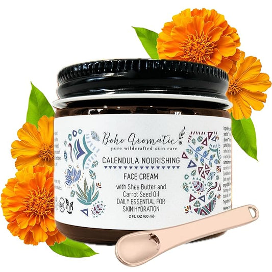 Calendula Nourishing Face Cream for Dry Skin, Natural & Organic Facial Cream, Hydrating and Moisturizing skin care product, Vegan Face Cream, Facial Moisturizer for Dry Skin