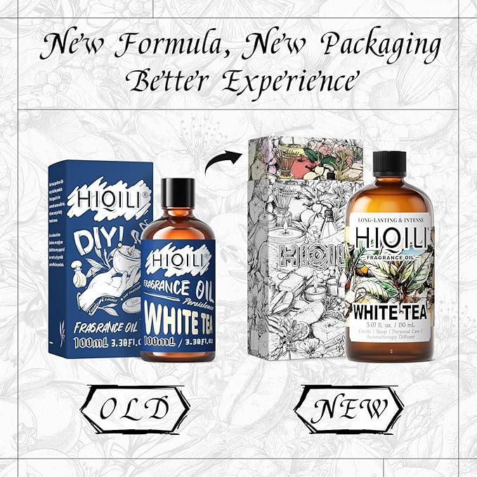 HIQILI White Tea Essential Oil - Pure Elegant Fragrance Oil for Diffuser, Candle Soap Perfume Lotion Shampoo Making, 3.38 Fl Oz Halloween Thanksgiving Gift