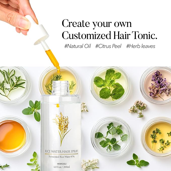 mimosu 97% Rice Water Hair Growth Spray - Fermented Rice Water & Biotin Serum, PHA Toner, Korean hair care Formula, 6.8fl.oz