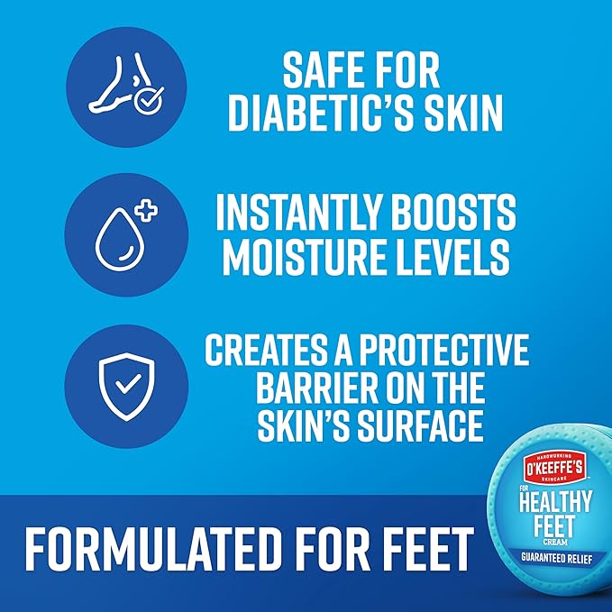 O'Keeffe's for Healthy Feet Foot Cream - 3.2 oz Jar (12 Pack) - Guaranteed Relief for Extremely Cracked, Dry Feet, Repairing Skincare, Instantly Boosts and Retains Moisture Levels