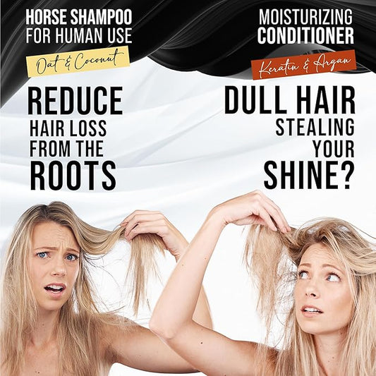 Oat & Coconut Shampoo + Keratin & Argan Conditioner Bundle – As Seen on Shark Tank – Strengthens, Brightens, Moisturizes - Perfect Bundle For Light Tones, 33.8 Fl Oz, Duo Pack