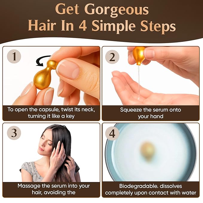 INTENPURE Hair Vitamin Capsules for Women – No Wash Argan Oil Hair Serum Treatment – 30 Ampoules for Damaged, Color-Treated, Frizzy Hair – Vitamins for Hair Growth & Hair Loss Support