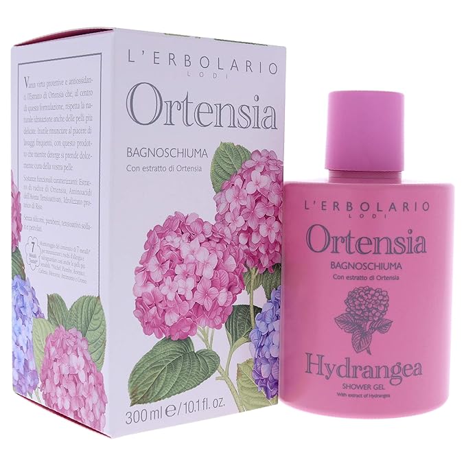 L'Erbolario Shower Gel – Moisturizing Body Wash for Daily Cleansing – Protective Body Soap with Sophisticated Perfume - Hydrangea - 10.1 oz