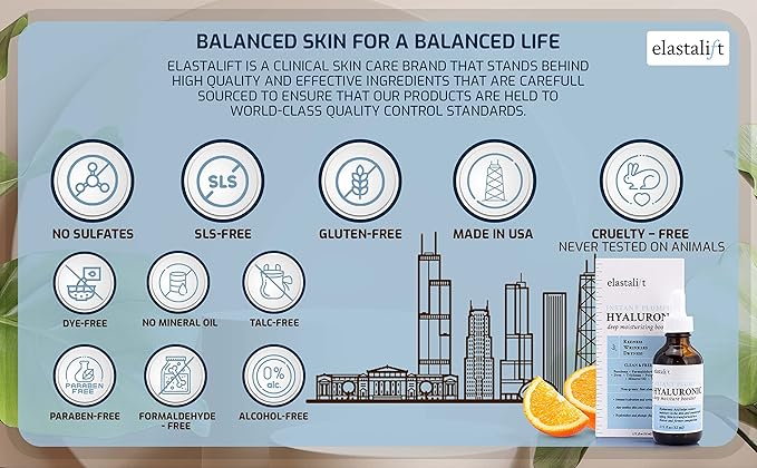 Elastalift Hyaluronic Acid Facial Serum - Hydrating, Firming, & Plumping Face Serum for Anti-Aging - 1 oz