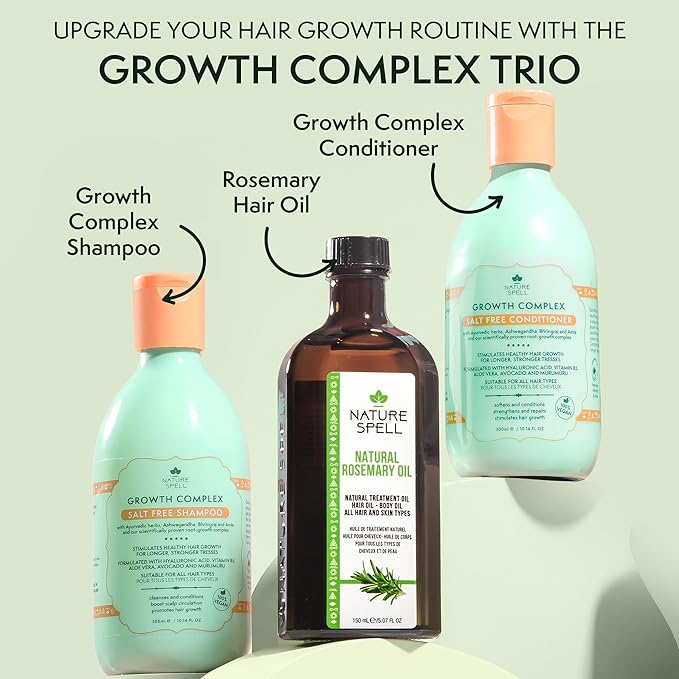 Nature Spell Rosemary Oil for Hair Growth with Pump Dispenser, Pre-Diluted Hair & Scalp Oil Nourishes Dry, Damaged Hair, For Women & Men, 5.07 Fl Oz