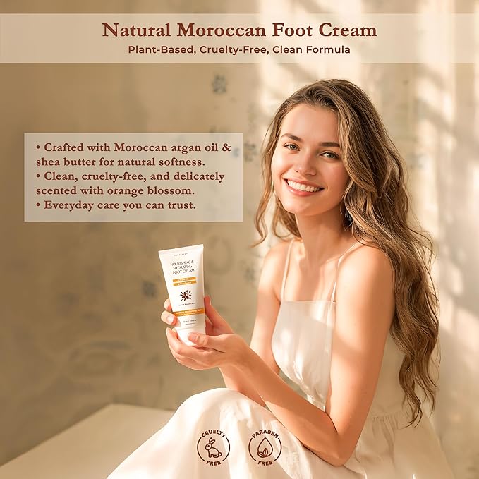 Foot Cream for Dry Cracked Heels and Feet Moisturizer with Argan Oil, Shea Butter & Vitamin E – Hydrating Foot Lotion for Dry Cracked Feet for Women – Smooth, Fast-Absorbing, Non-Sticky Care