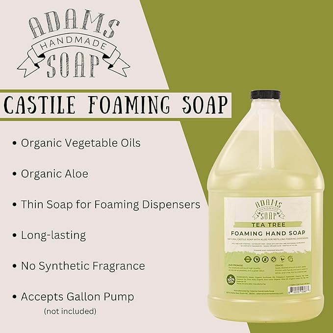 Adams Handmade Soap Liquid Foaming Soap 1 Gal - Tea Tree (Pack of 4)