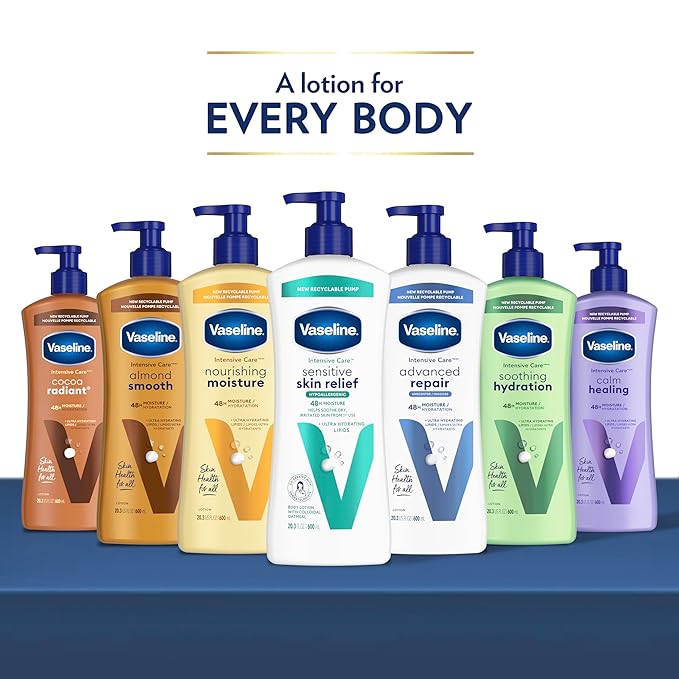 Vaseline Intensive Care Nourishing Moisture Body Lotion 3 Pk Made with Ultra-Hydrating Lipids + Pure Oat Extract for Dry Skin, for Nourished, Healthy-Looking Skin 20.3 oz