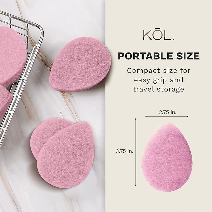 KOL Face Scrubber, Lavender Infused Exfoliating Facial Cleansing Pads, Disposable Exfoliator Face Sponge for Daily Cleaning and Makeup Removal, 6 Count