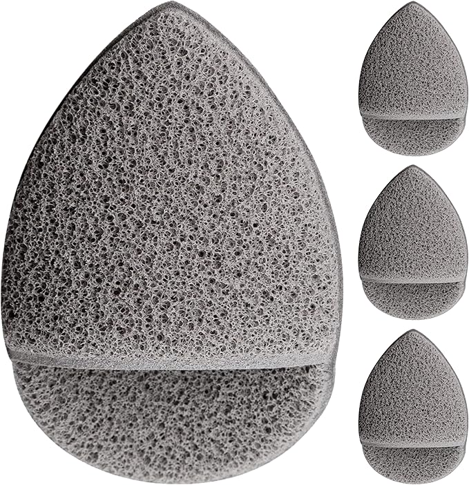 KOL Face Scrubber Pads, Premium Charcoal and Vitamin E Infused Exfoliating Facial Cleansing Sponges for Daily Face Wash and Makeup Removal, 3 Count