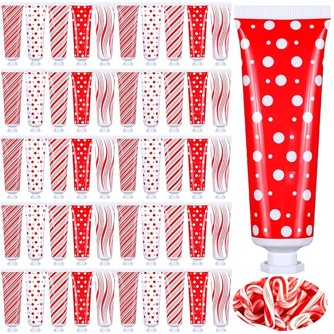 15 Pcs Christmas Candy Cane Hand Cream Set Peppermint Scented Lotion 30 ml Hand Cream Gifts Bulk Candy Cane Flavor Christmas Party Gifts for Women & Men Mom Coworkers Dry Frayed Hands
