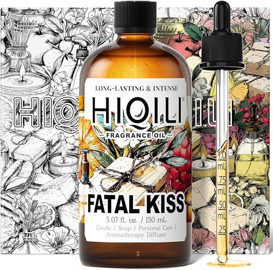 HIQILI Fatal Kiss Fragrance Oil, Tuberose & Plum Scents, for DIY Soap, Candle & Scented Sachets Making, Add to Shampoo & Laundry Detergent - 5.07 Fl Oz