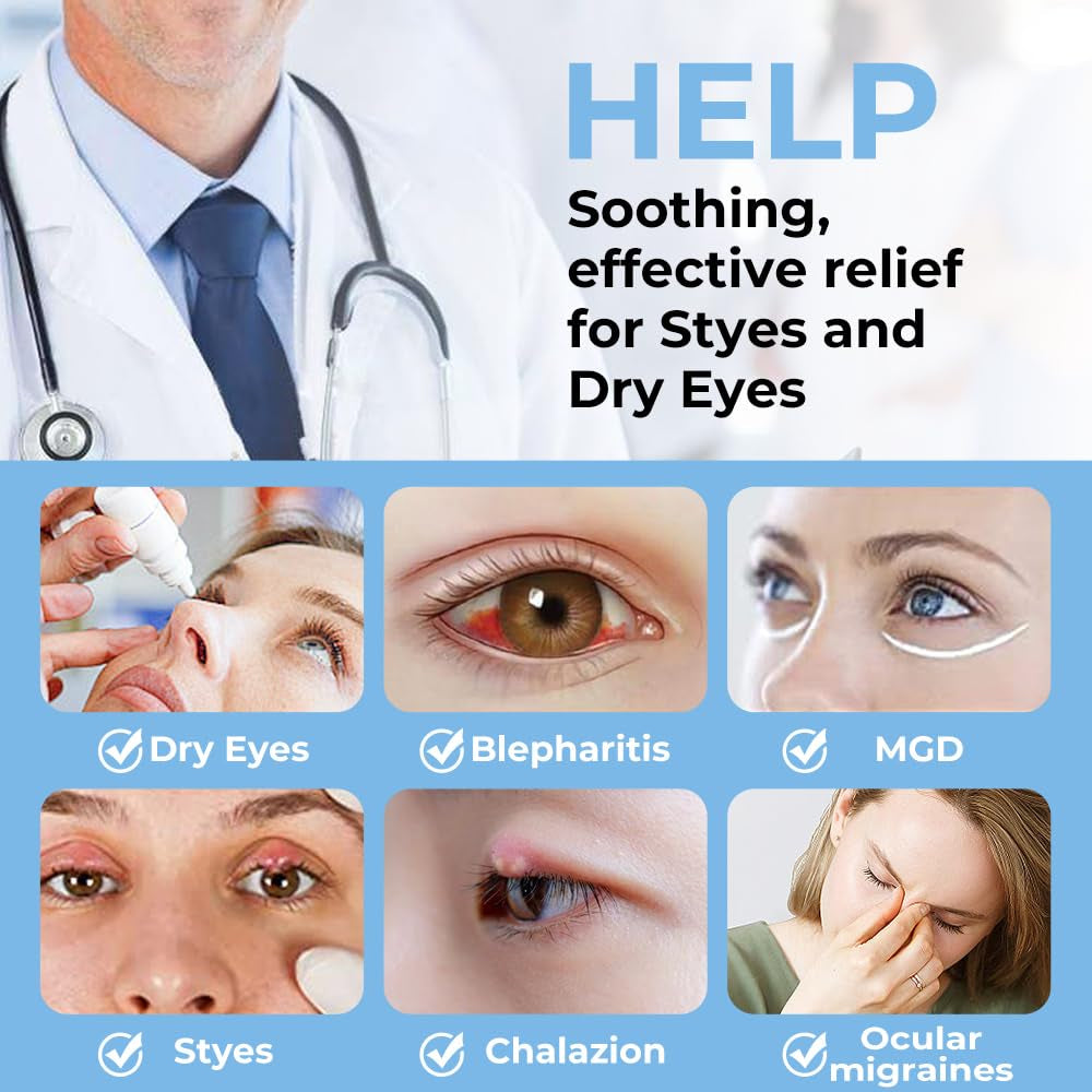 Heated Eye Mask for Dry Eyes, Warm Eye Compress with Flaxseed for MGD, Dry Eye Syndrome, FSA HSA Eligible, Chalazion Blepharitis Stye Eye Treatment, Steam Moist to Unclog Glands (Blue)