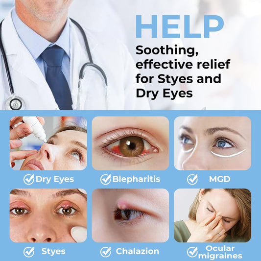 Heated Eye Mask for Dry Eyes, Warm Eye Compress with Flaxseed for MGD, Dry Eye Syndrome, FSA HSA Eligible, Chalazion Blepharitis Stye Eye Treatment, Steam Moist to Unclog Glands (Blue)