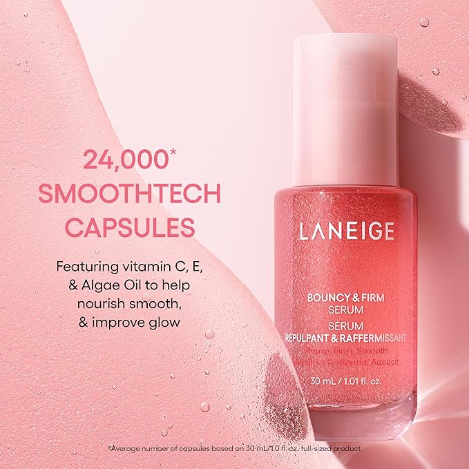 LANEIGE Bouncy & Firm Serum: Korean Slow Aging Collagen Serum with Peptides for Plumping, Firming, & Hydrating