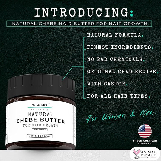 Chebe Butter for Hair Growth Products for Black Hair with Castor & Biotin Hair Butter for Hair Growth Made with African Chebe Hair Grease Chebe Oil for Regrowth