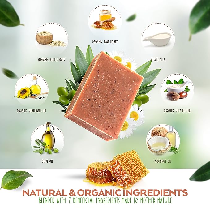 Aspen Kay Naturals Goats Milk, Honey & Oatmeal Soap Bar – with Organic Raw Honey, Goats Milk, Rolled Oats & Shea Butter - Exfoliating Soap – For All Skin Types - Handmade in Florida. (3 pack)