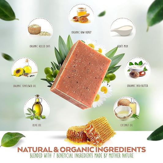 Aspen Kay Naturals Goats Milk, Honey & Oatmeal Soap Bar – with Organic Raw Honey, Goats Milk, Rolled Oats & Shea Butter - Exfoliating Soap – For All Skin Types - Handmade in Florida. (3 pack)