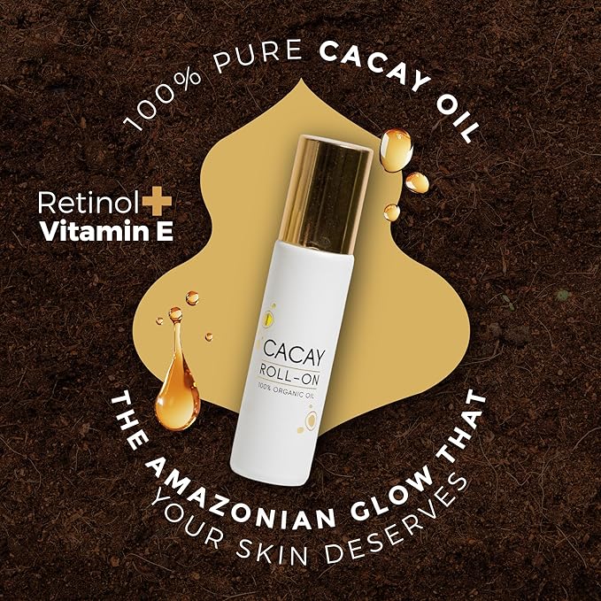 Cacay Oil Roll-On – Natural Anti-Aging Face & Body Oil for Scars with Retinol & Vitamin E, Organic Skincare, Antioxidant-Rich Treatment for Acne Scars, Wrinkles, Fine Lines, and Dry Skin (0.33 Fl Oz)