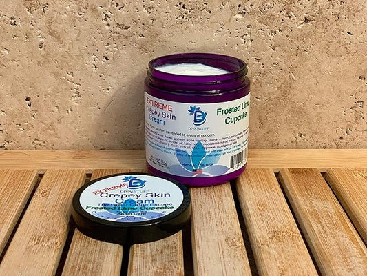 Extreme Crepey Skin Body & Face Cream With Hyaluronic Acid, Alpha Hydroxy and More, by Diva Stuff (Frosted Lime Cupcake)