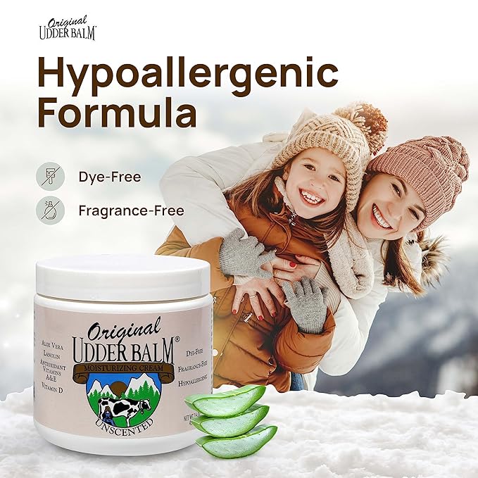 Original Udder Balm Unscented Jar - Made in USA - Hypoallergenic, Dry Skin Relief for Hands, Feet & Face, Moisturizer for Sensitive, Cracked Dry Skin, 16 Fl Oz