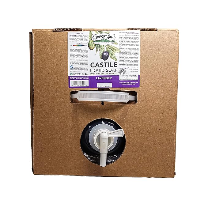 Vermont Castile Soap Lavender, Gentle Liquid Soap for Sensitive Skin & Natural Body Wash, Organic Hair Shampoo for Oily Hair, Aloe Castile Soap for Men & Women - 5 Gallon