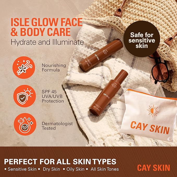 Isle Body Lotion with SPF 45 – Body Sunscreen w/Sea Moss, Hydrating Nectar, Cocoa Seed Butter, & More – Lightweight Vegan SPF for All Skin Types – 4 fl oz