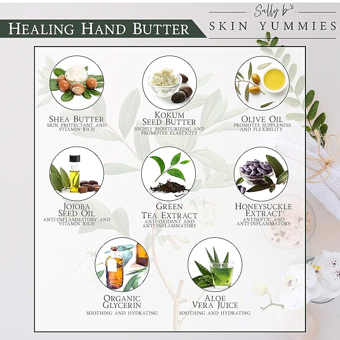 Sally B’s Unscented Hand Lotion for Dry Hands - Non-toxic Dry Cracked Hands Repair for Severely Dry Hands/Redness Relief/Shea Butter/Jojoba and Olive Oil/EWG Verified/ 4 oz (unscented)