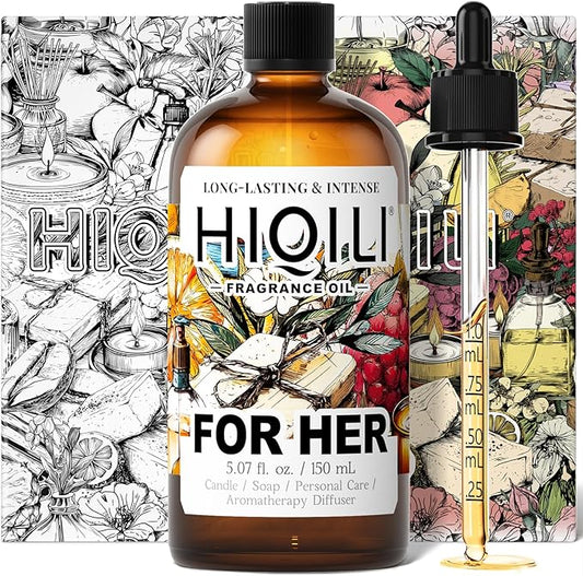HIQILI for Her Fragrance Oil for Candle Making, Inspired by N.rciso-Rdrgz for-her, Bath Bombs, Soap Making Supplies, Add to Body Lotion, Women Scented Oil - 5.07 Fl Oz