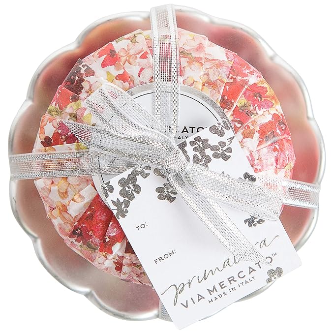 Via Mercato Primavera Spring Blossoms Collection, Soap & Dish Set, Red Currant Blossom, 100 Gram