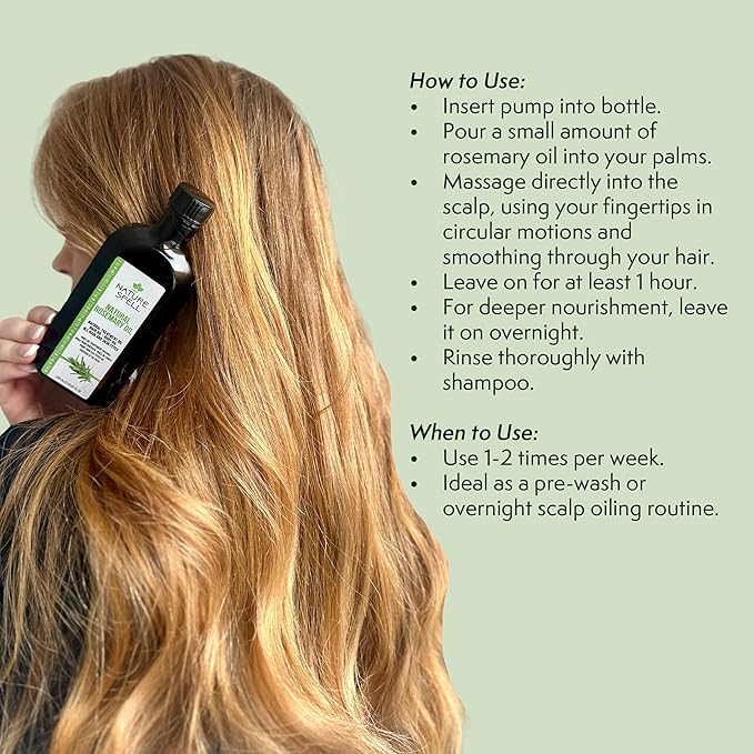 Nature Spell Rosemary Oil for Hair Growth with Pump Dispenser, Pre-Diluted Hair & Scalp Oil Nourishes Dry, Damaged Hair, For Women & Men, 5.07 Fl Oz