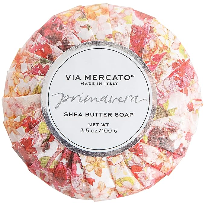 Via Mercato Primavera Spring Blossoms Collection, Soap & Dish Set, Red Currant Blossom, 100 Gram