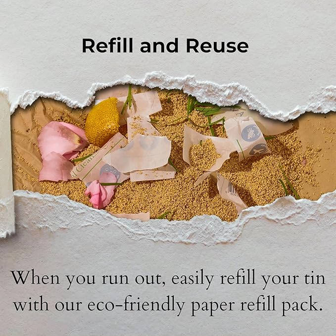 Body Wash Sheets in Tin, Zero Waste, Vegan, Paraben-Free, SLS-Free, Cruelty-Free, TSA-Friendly, Travel Soap Sheets, 1 Month Supply (30 Sheets, 60 Washes) (Body Wash Sheets in Tin)