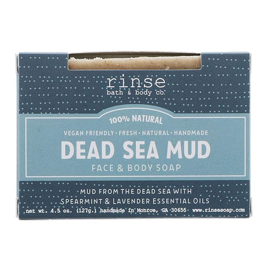 Rinse Bath & Body Dead Sea Mud Soap Bar - Handmade Castile Dead Sea Soap | Purifying, Exfoliating, Clarifying | Shea & Cocoa Butter | Spearmint & Lavender Essential Oils | Natural | Vegan | 4.25oz