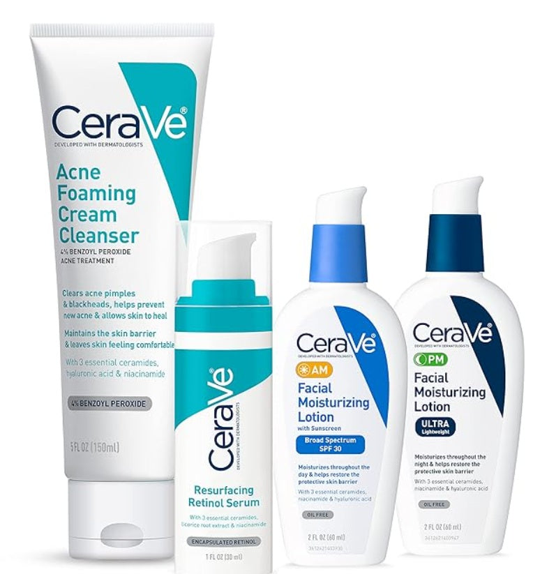 CeraVe Acne Care Set 🧴 Cleanser + Retinol + AM/PM Moisturizers